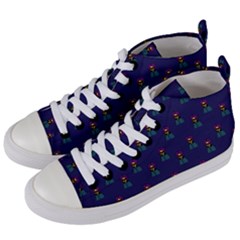 Nerdy 60s  Girl Pattern Blue Women s Mid-top Canvas Sneakers by snowwhitegirl