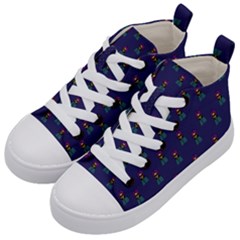 Nerdy 60s  Girl Pattern Blue Kids  Mid-top Canvas Sneakers by snowwhitegirl