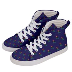 Nerdy 60s  Girl Pattern Blue Men s Hi-top Skate Sneakers by snowwhitegirl