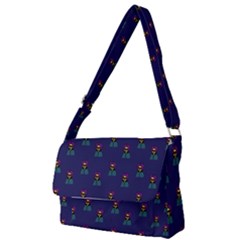 Nerdy 60s  Girl Pattern Blue Full Print Messenger Bag by snowwhitegirl