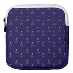 Nerdy 60s  Girl Pattern Blue Mini Square Pouch by snowwhitegirl