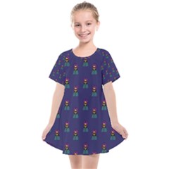 Nerdy 60s  Girl Pattern Blue Kids  Smock Dress by snowwhitegirl