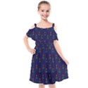 Nerdy 60s  Girl Pattern Blue Kids  Cut Out Shoulders Chiffon Dress View1