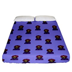 Nerdy 60s  Girl Pattern Purple Fitted Sheet (king Size) by snowwhitegirl