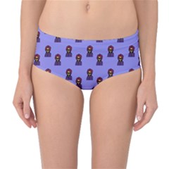 Nerdy 60s  Girl Pattern Purple Mid-waist Bikini Bottoms by snowwhitegirl