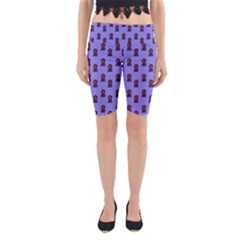 Nerdy 60s  Girl Pattern Purple Yoga Cropped Leggings by snowwhitegirl