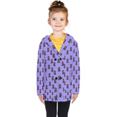 Nerdy 60s  Girl Pattern Purple Kids  Double Breasted Button Coat by snowwhitegirl