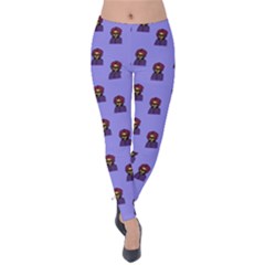 Nerdy 60s  Girl Pattern Purple Velvet Leggings by snowwhitegirl