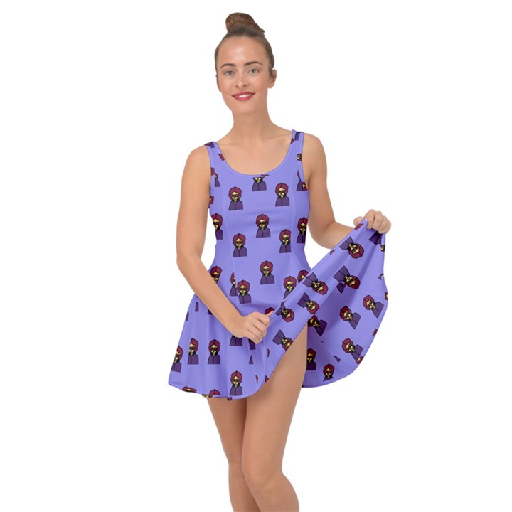 Nerdy 60s  Girl Pattern Purple Inside Out Casual Dress