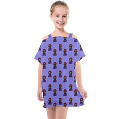 Nerdy 60s  Girl Pattern Purple Kids  One Piece Chiffon Dress by snowwhitegirl