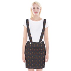 Nerdy 60s  Girl Pattern Grey Braces Suspender Skirt by snowwhitegirl