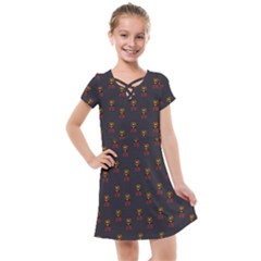 Nerdy 60s  Girl Pattern Grey Kids  Cross Web Dress by snowwhitegirl