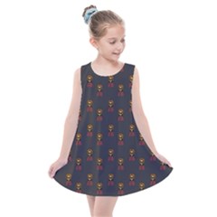 Nerdy 60s  Girl Pattern Grey Kids  Summer Dress by snowwhitegirl