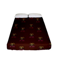 Nerdy 60s  Girl Pattern Red Fitted Sheet (full/ Double Size) by snowwhitegirl