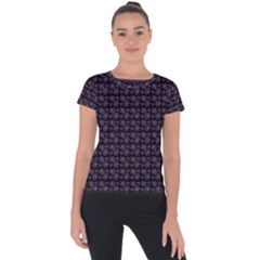 Lilac Firecracker Heart Pattern Short Sleeve Sports Top  by snowwhitegirl