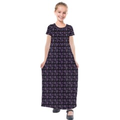 Lilac Firecracker Heart Pattern Kids  Short Sleeve Maxi Dress by snowwhitegirl