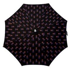 Nerdy 60s  Girl Pattern Black Straight Umbrellas by snowwhitegirl