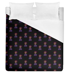 Nerdy 60s  Girl Pattern Black Duvet Cover (queen Size) by snowwhitegirl