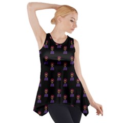 Nerdy 60s  Girl Pattern Black Side Drop Tank Tunic by snowwhitegirl