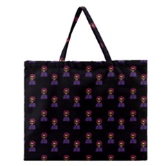 Nerdy 60s  Girl Pattern Black Zipper Large Tote Bag by snowwhitegirl