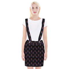 Nerdy 60s  Girl Pattern Black Braces Suspender Skirt by snowwhitegirl