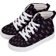 Nerdy 60s  Girl Pattern Black Kids  Hi-top Skate Sneakers by snowwhitegirl