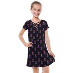 Nerdy 60s  Girl Pattern Black Kids  Cross Web Dress by snowwhitegirl