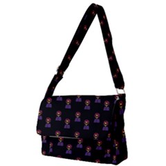 Nerdy 60s  Girl Pattern Black Full Print Messenger Bag by snowwhitegirl