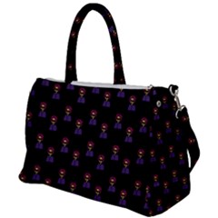 Nerdy 60s  Girl Pattern Black Duffel Travel Bag by snowwhitegirl