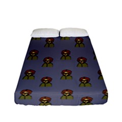 Nerdy 60s  Girl Pattern Light Grey Fitted Sheet (full/ Double Size) by snowwhitegirl