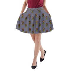 Nerdy 60s  Girl Pattern Light Grey A-line Pocket Skirt by snowwhitegirl