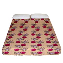 Cherries An Bats Peach Fitted Sheet (california King Size) by snowwhitegirl