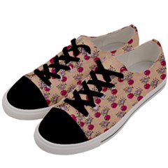 Cherries An Bats Peach Men s Low Top Canvas Sneakers by snowwhitegirl