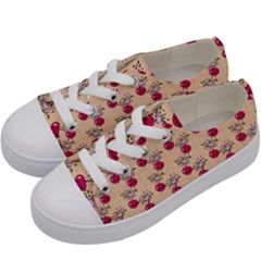 Cherries An Bats Peach Kids  Low Top Canvas Sneakers by snowwhitegirl