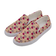 Cherries An Bats Peach Women s Canvas Slip Ons by snowwhitegirl