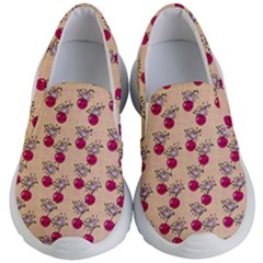 Cherries An Bats Peach Kids  Lightweight Slip Ons by snowwhitegirl