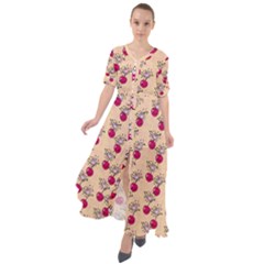 Cherries An Bats Peach Waist Tie Boho Maxi Dress by snowwhitegirl