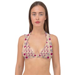 Cherries An Bats Peach Double Strap Halter Bikini Top