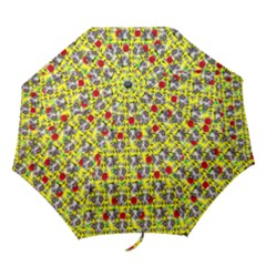 Heart Skeleton Face Pattern Yellow Folding Umbrellas by snowwhitegirl