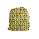 Heart Skeleton Face Pattern Yellow Drawstring Pouch (Large) View1