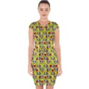 Heart Skeleton Face Pattern Yellow Capsleeve Drawstring Dress  View1