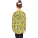 Heart Skeleton Face Pattern Yellow Kids  Double Breasted Button Coat View2