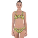 Heart Skeleton Face Pattern Yellow Criss Cross Bikini Set View1