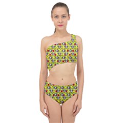 Heart Skeleton Face Pattern Yellow Spliced Up Two Piece Swimsuit by snowwhitegirl