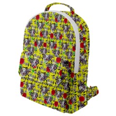 Heart Skeleton Face Pattern Yellow Flap Pocket Backpack (small) by snowwhitegirl