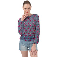 Cherries An Bats Banded Bottom Chiffon Top