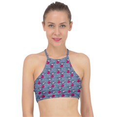 Cherries An Bats Racer Front Bikini Top