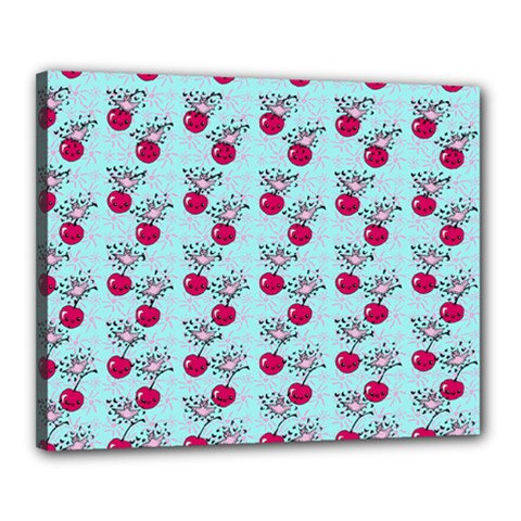 Cherries An Bats Aqua Canvas 20  X 16  (stretched) by snowwhitegirl