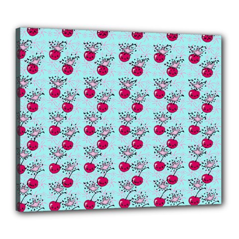 Cherries An Bats Aqua Canvas 24  X 20  (stretched) by snowwhitegirl