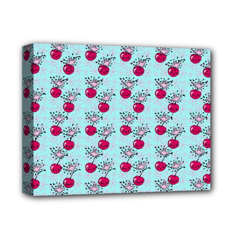 Cherries An Bats Aqua Deluxe Canvas 14  X 11  (stretched) by snowwhitegirl